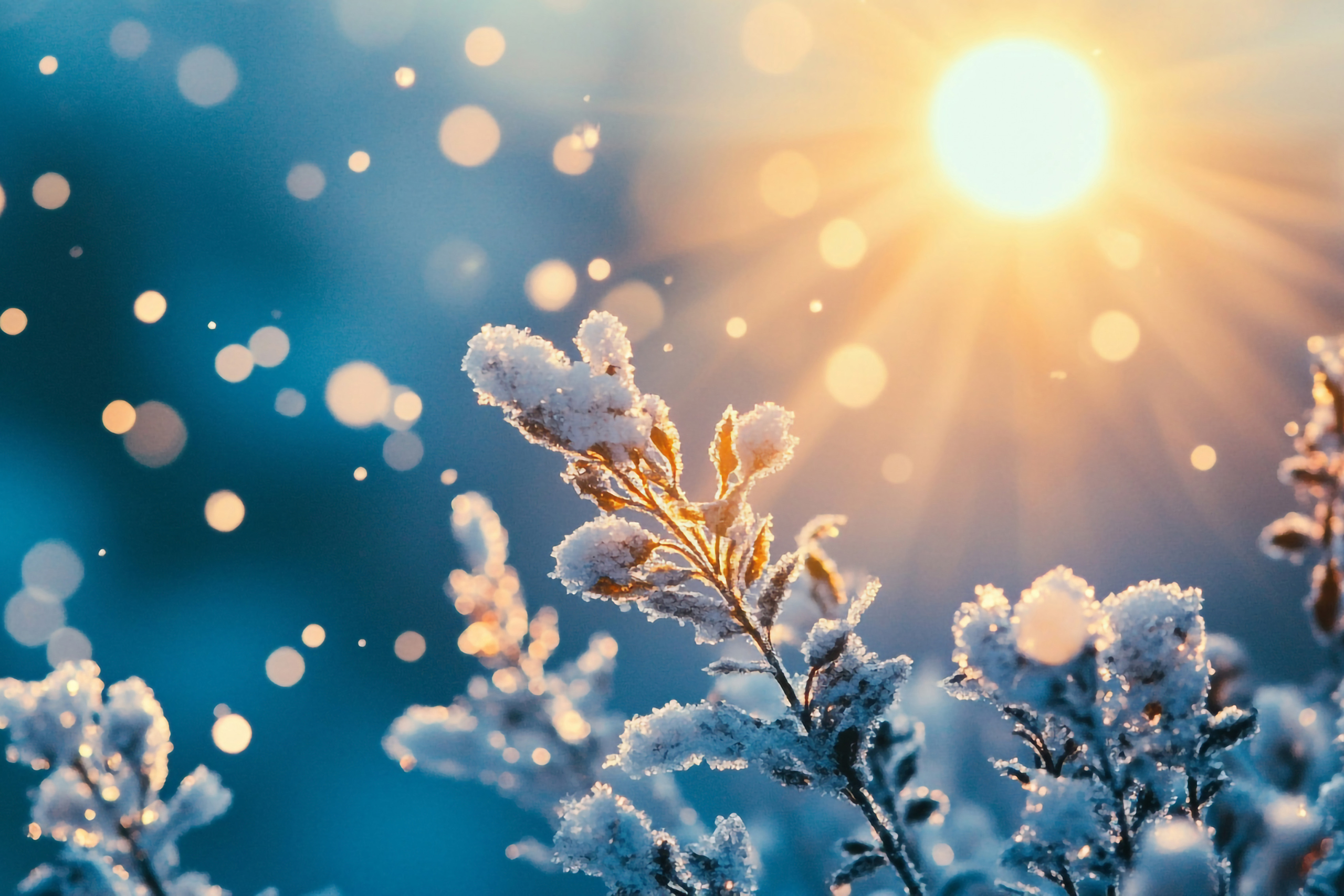 Captivating winter solstice sunrise illuminating frosty foliage